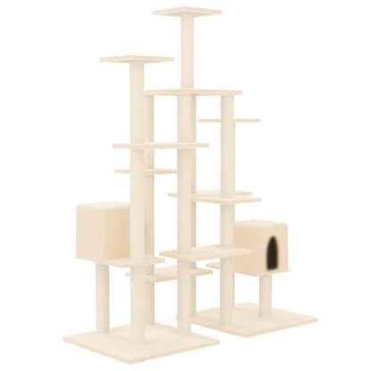 Árvore Arranhador para gatos com Postes em Sisal de 145 cm - Creme