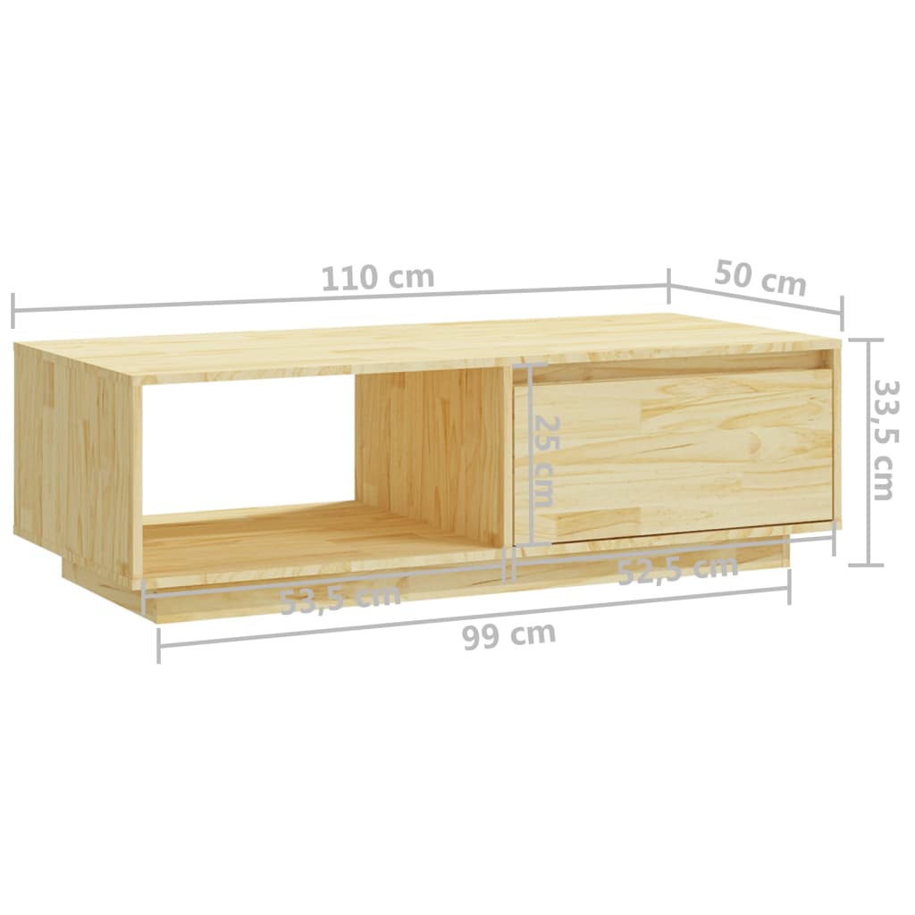 Mesa de centro 110x50x33,5 cm madeira de pinho maciça