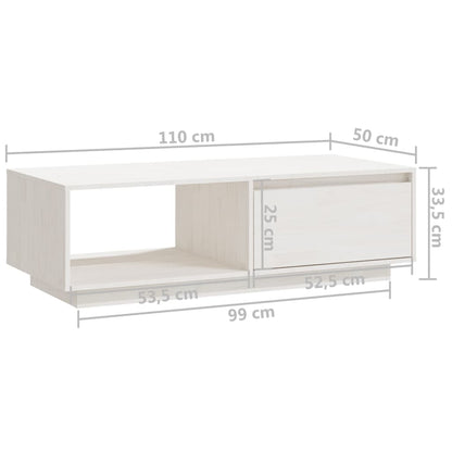 Mesa de centro 110x50x33,5 cm madeira de pinho maciça branco