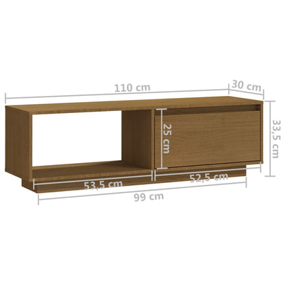 Móvel de TV 110x30x33,5 cm pinho maciço castanho mel