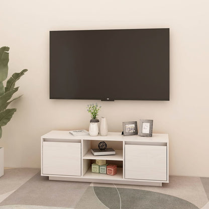 Móvel de TV 110x30x40 cm madeira de pinho maciça branco