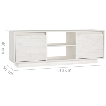 Móvel de TV 110x30x40 cm madeira de pinho maciça branco