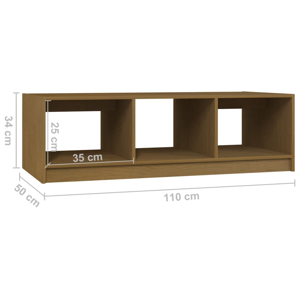 Mesa de centro 110x50x34 cm pinho maciço castanho mel