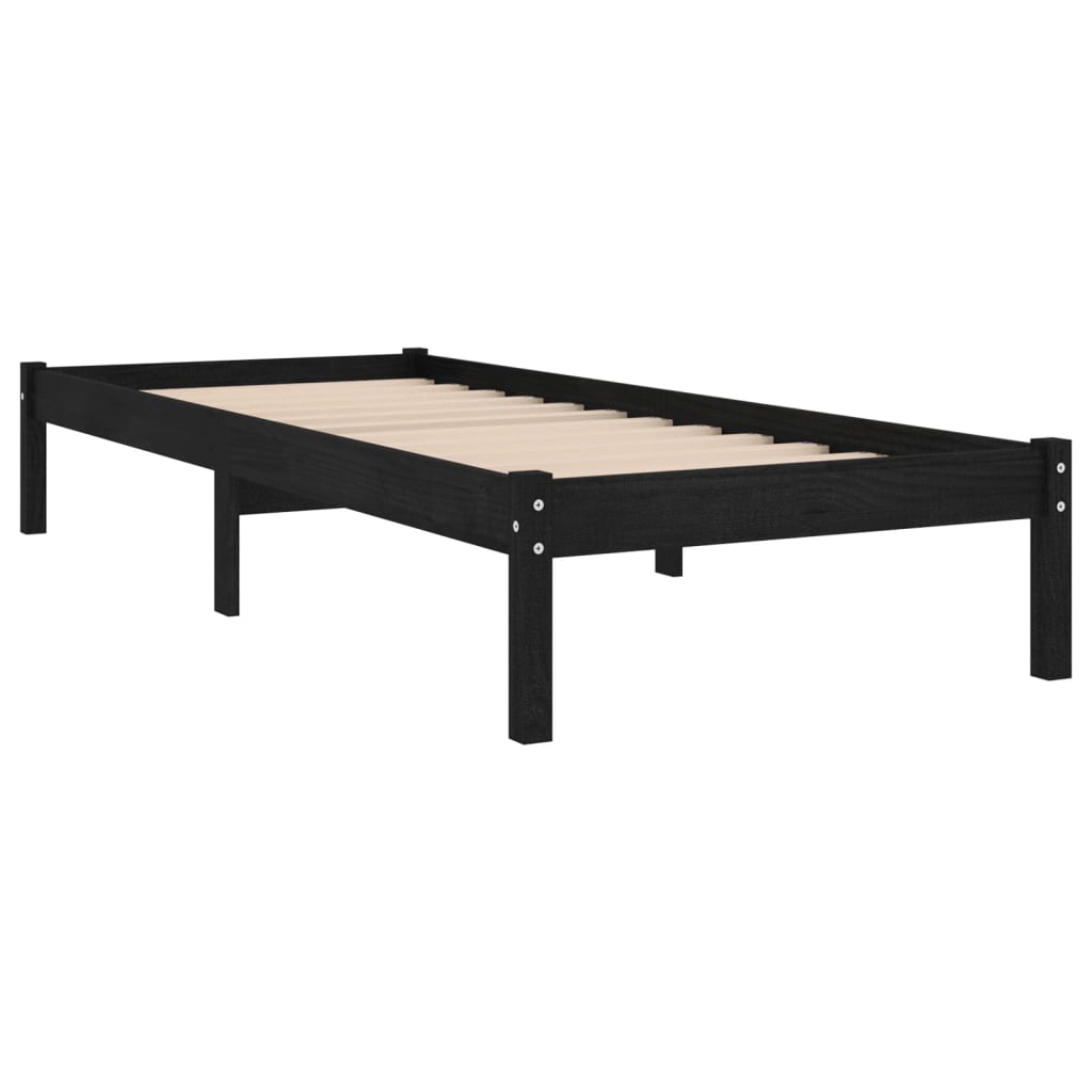 Estrutura cama pequena solteiro 75x190 cm madeira maciça preto