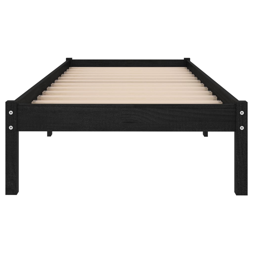 Estrutura cama pequena solteiro 75x190 cm madeira maciça preto