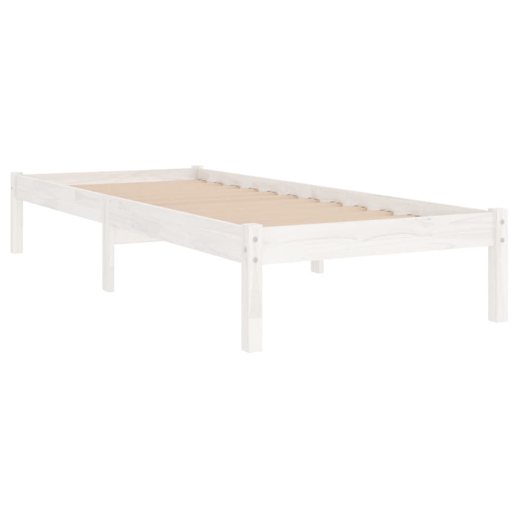 Estrutura de cama solteiro 90x190 cm madeira maciça branco