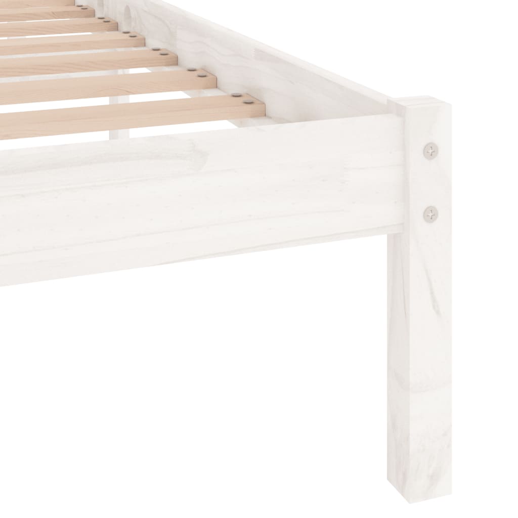 Estrutura cama pequena casal UK 120x190 cm pinho maciço branco