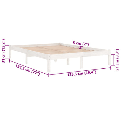 Estrutura cama pequena casal UK 120x190 cm pinho maciço branco