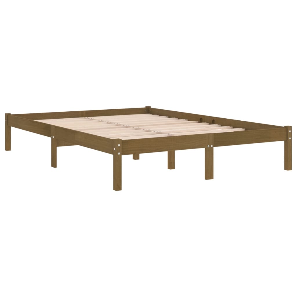 Estrutura cama pequena de casal 120x190 cm madeira castanho-mel