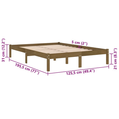 Estrutura cama pequena de casal 120x190 cm madeira castanho-mel