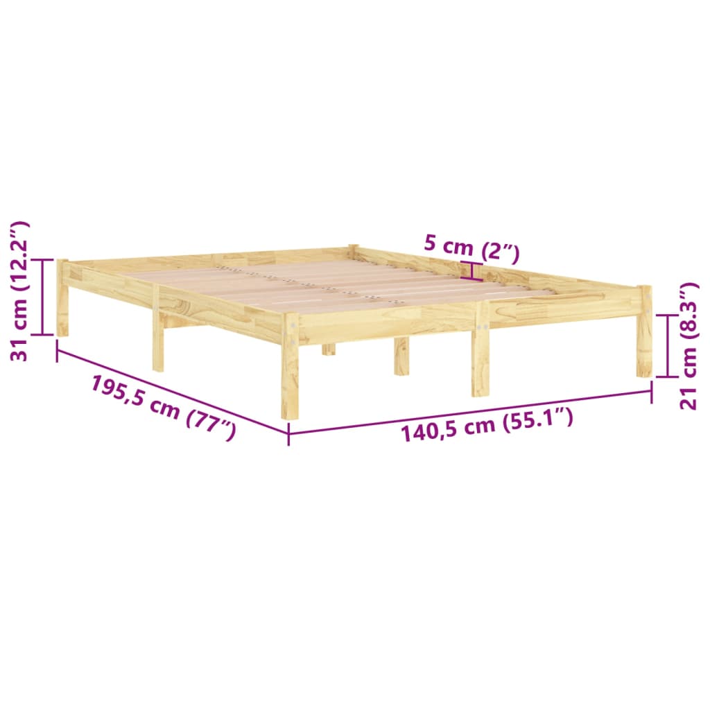 Estrutura de cama casal 135x190 cm madeira maciça