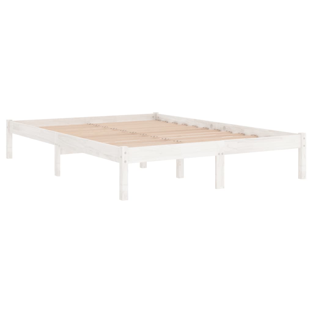 Estrutura de cama casal 135x190 cm madeira maciça branco