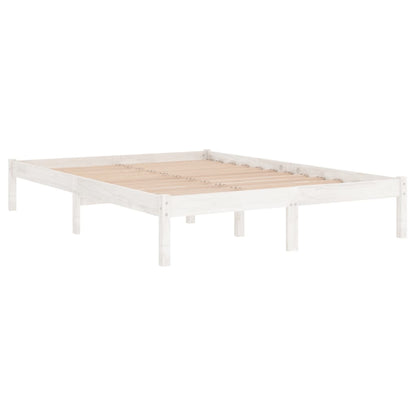 Estrutura de cama casal 135x190 cm madeira maciça branco