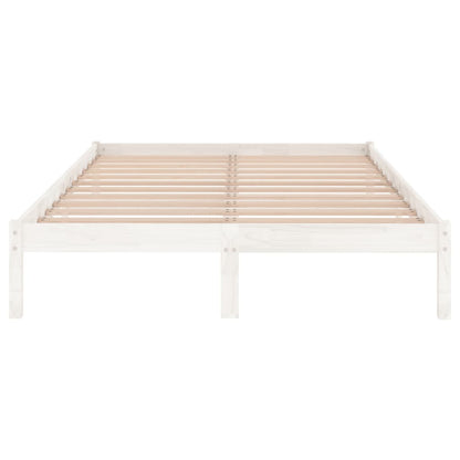 Estrutura de cama casal 135x190 cm madeira maciça branco