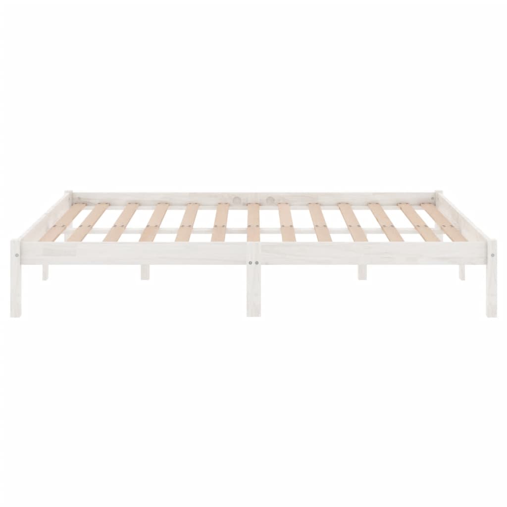 Estrutura de cama casal 135x190 cm madeira maciça branco