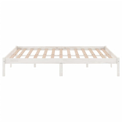 Estrutura de cama casal 135x190 cm madeira maciça branco