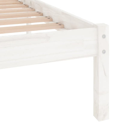 Estrutura de cama casal 135x190 cm madeira maciça branco