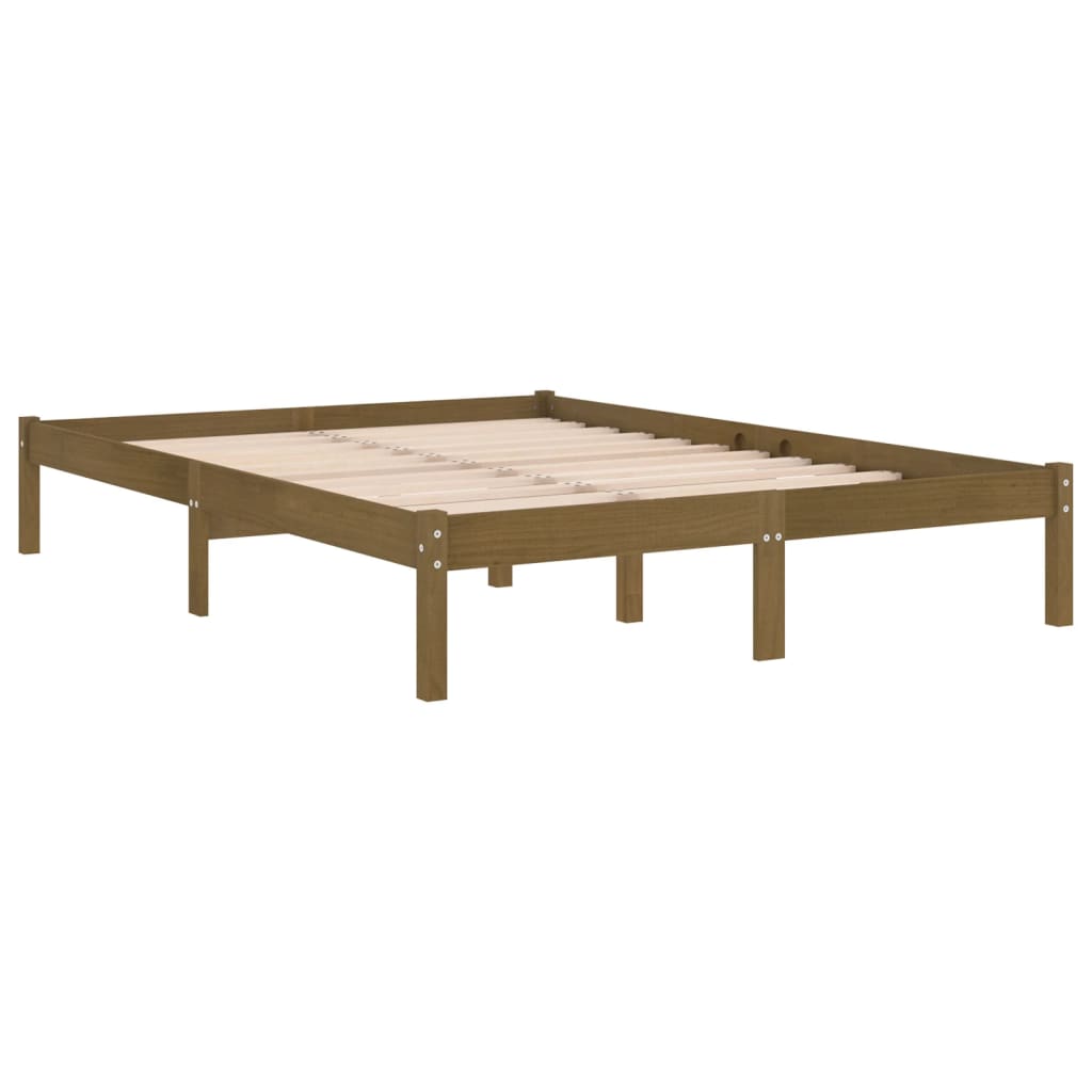 Estrutura de cama 140x190 cm pinho maciço castanho mel