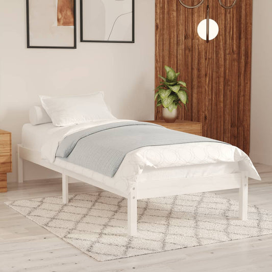 Estrutura de cama 90x200 cm pinho maciço branco