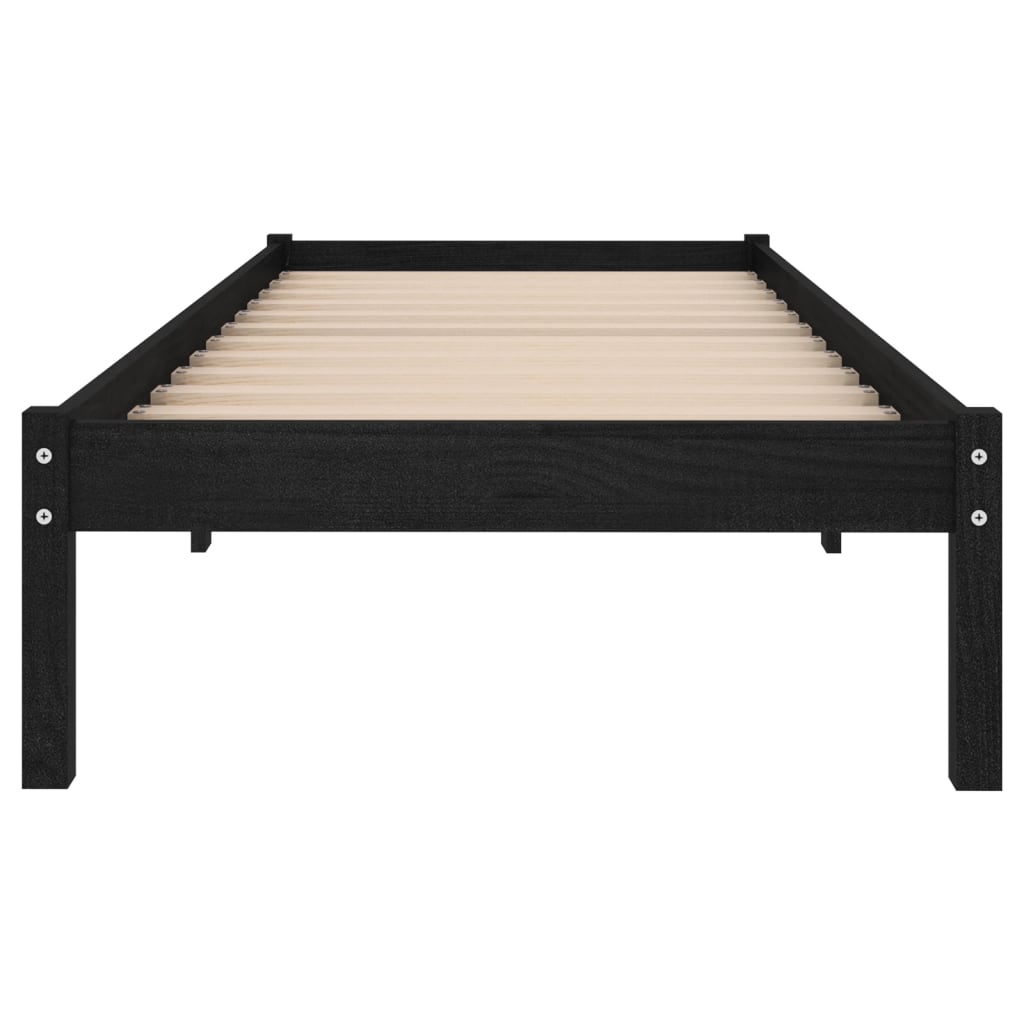 Estrutura de cama 90x200 cm pinho maciço preto