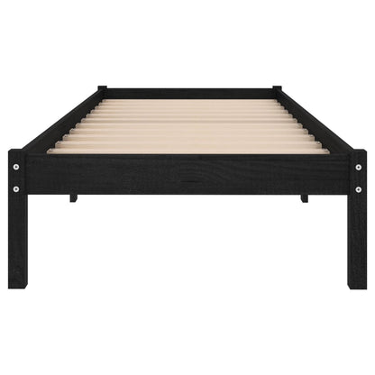 Estrutura de cama 90x200 cm pinho maciço preto