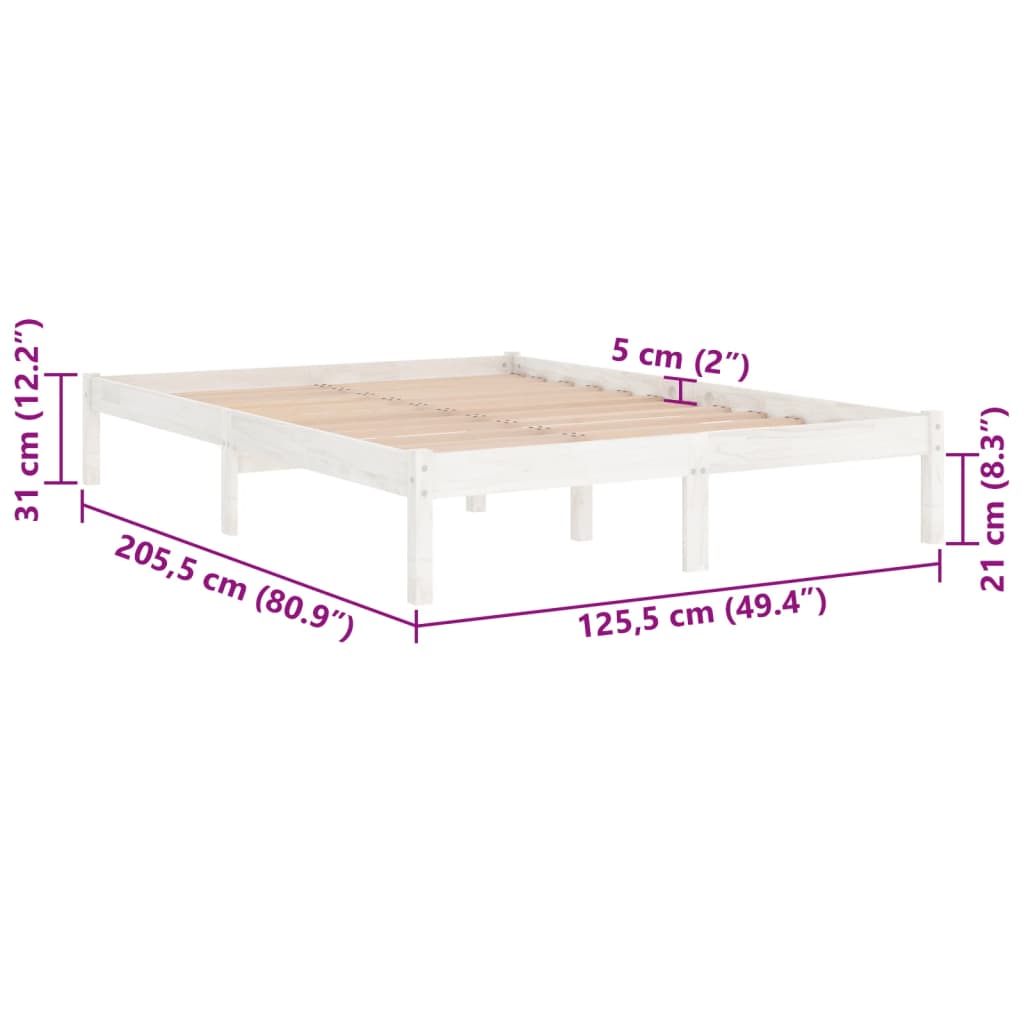 Estrutura de cama 120x200 cm pinho maciço branco