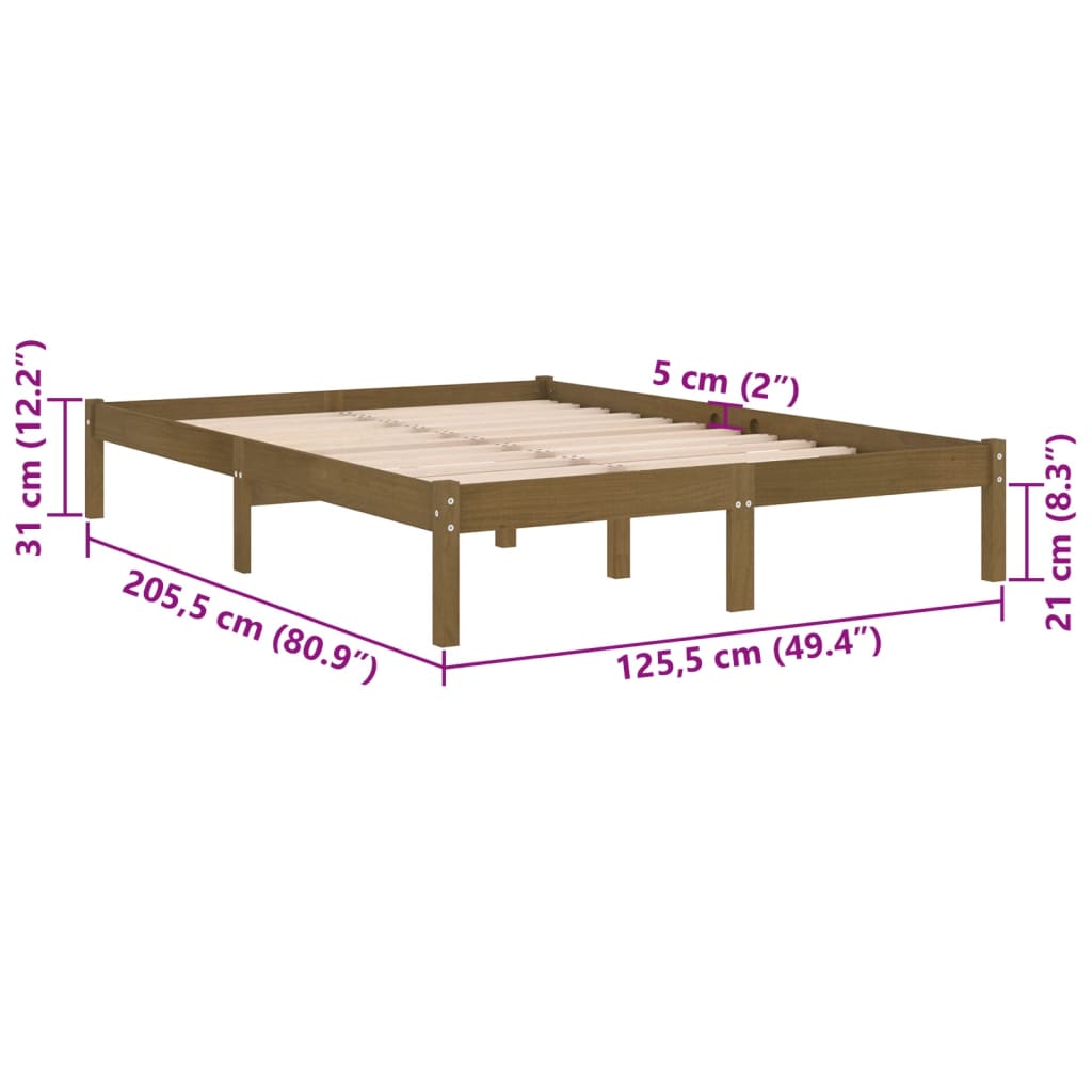 Estrutura de cama 120x200 cm pinho maciço castanho mel