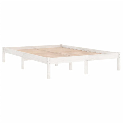 Estrutura de cama king 150x200 cm madeira maciça branco