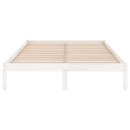 Estrutura de cama king 150x200 cm madeira maciça branco