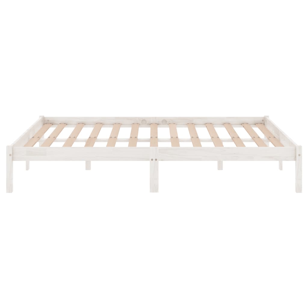 Estrutura de cama king 150x200 cm madeira maciça branco