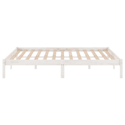 Estrutura de cama king 150x200 cm madeira maciça branco