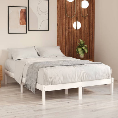 Estrutura de cama king 150x200 cm madeira maciça branco