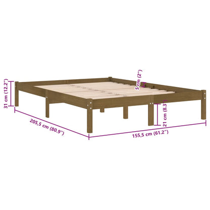 Estrutura cama king 150x200 cm madeira maciça castanho-mel