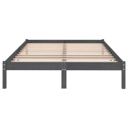 Estrutura de cama super king 180x200 cm madeira maciça cinza