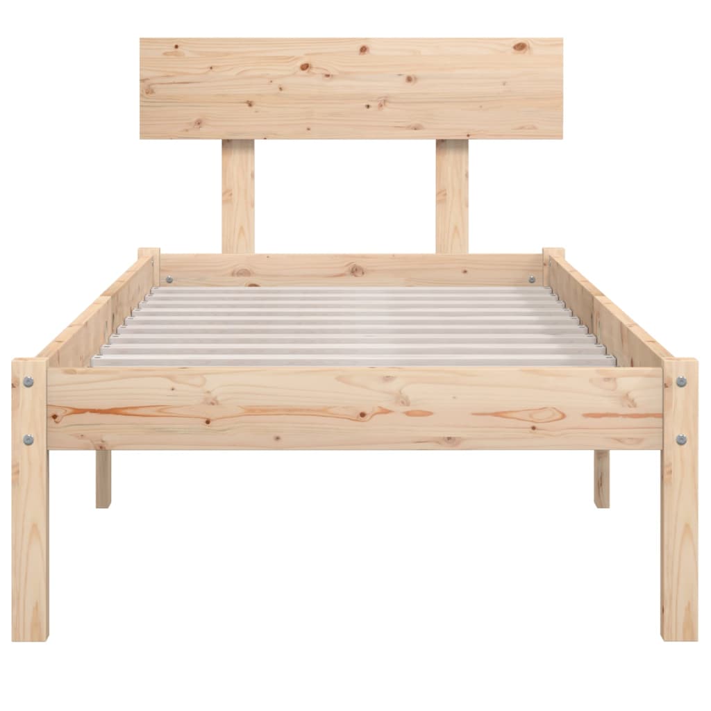 Estrutura de cama pequena solteiro UK 75x190 cm pinho maciço