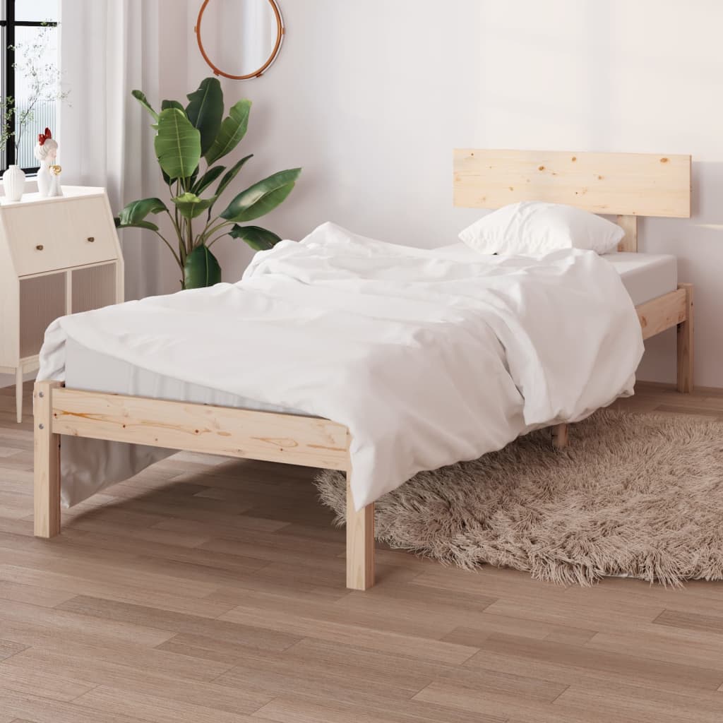 Estrutura de cama pequena solteiro UK 75x190 cm pinho maciço