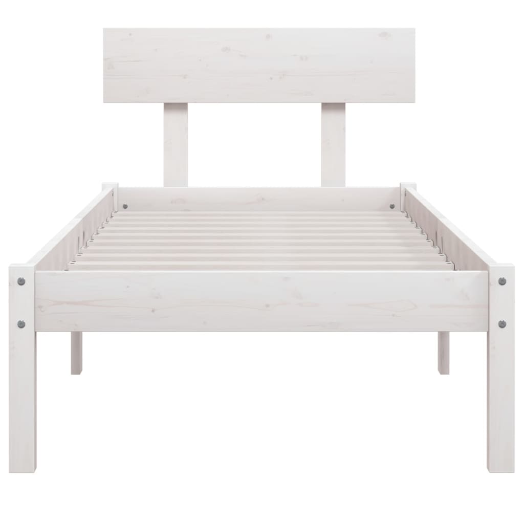 Estrutura cama pequena solteiro UK 75x190cm pinho maciço branco