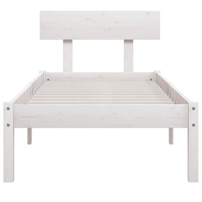 Estrutura cama pequena solteiro UK 75x190cm pinho maciço branco