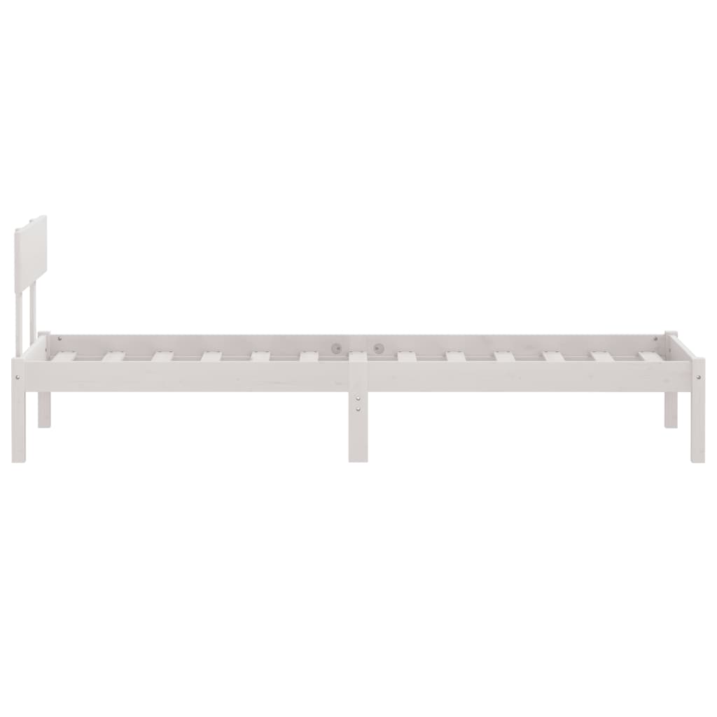 Estrutura cama pequena solteiro UK 75x190cm pinho maciço branco