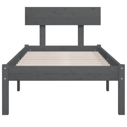 Estrutura de cama solteiro UK 90x190 cm pinho maciço cinza