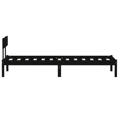 Estrutura de cama solteiro UK 90x190 cm pinho maciço preto