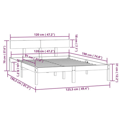 Estrutura de cama pequena casal 120x190 cm pinho maciço