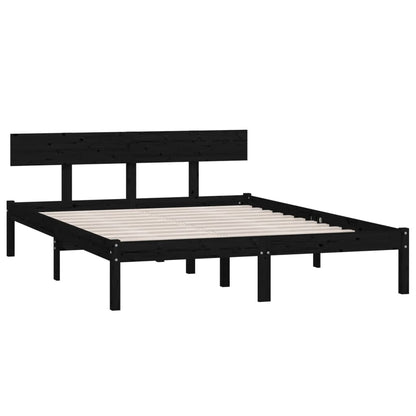 Estrutura cama pequena casal UK 120x190 cm pinho maciço preto