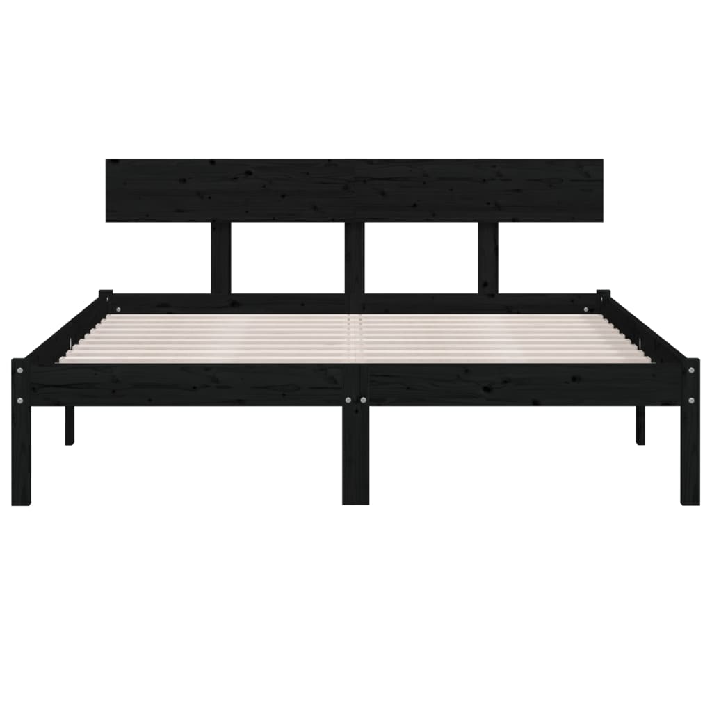 Estrutura cama pequena casal UK 120x190 cm pinho maciço preto