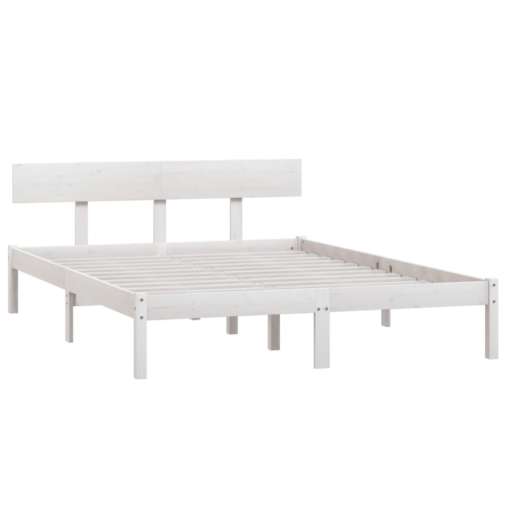 Estrutura de cama casal 135x190 cm pinho maciço branco