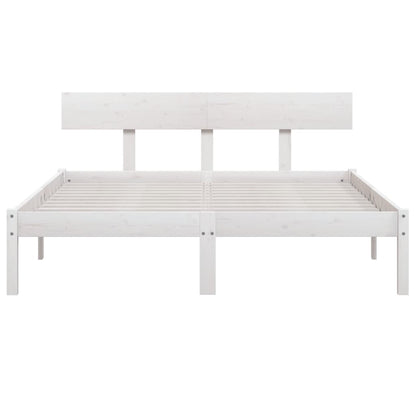 Estrutura de cama casal 135x190 cm pinho maciço branco