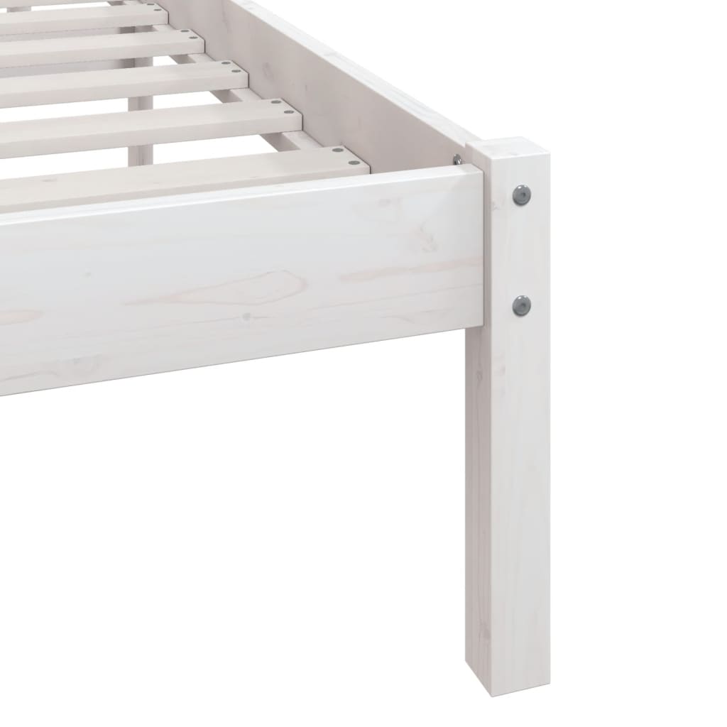 Estrutura de cama casal 135x190 cm pinho maciço branco