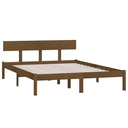 Estrutura de cama casal 135x190 cm pinho maciço castanho-mel