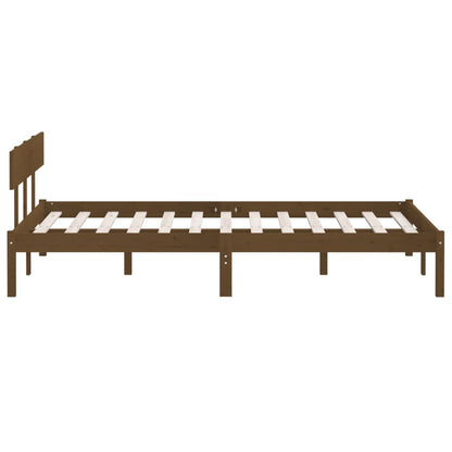 Estrutura de cama casal 135x190 cm pinho maciço castanho-mel