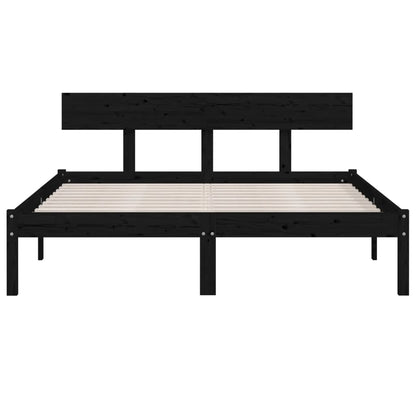 Estrutura de cama casal 135x190 cm pinho maciço preto